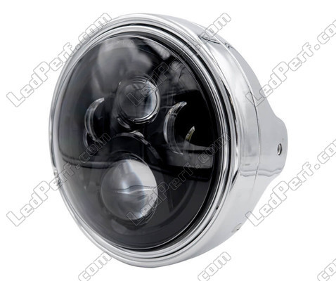 Example of round chrome headlight with black LED optic for Moto-Guzzi Bellagio 940