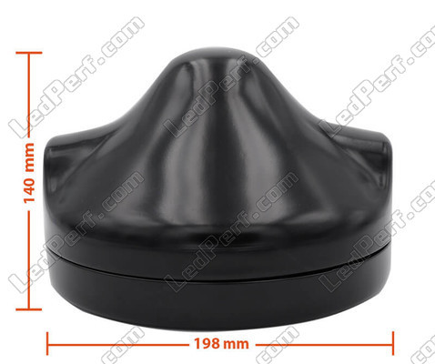 Black round headlight for 7 inch full LED optics of Moto-Guzzi California 1400 Touring Dimensions