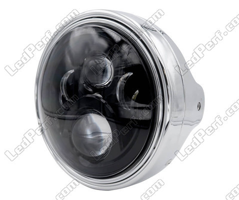Example of round chrome headlight with black LED optic for Suzuki SV 650
