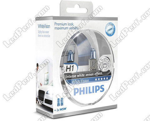 Pack of 2 Philips WhiteVision H1 bulbs + 2 W5W WhiteVision