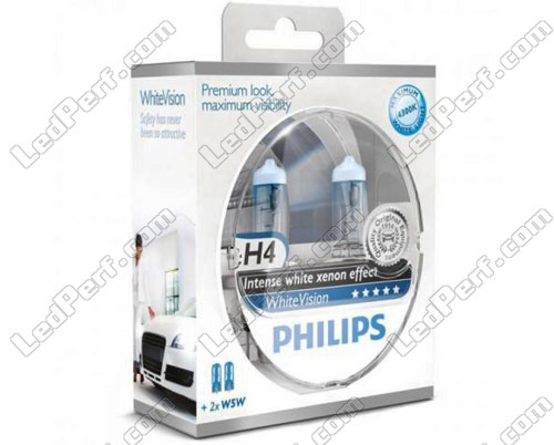 Philips WhiteVision Ultra H4 Twin *2 Free W5W Sidelights Included* 12342WVUSM