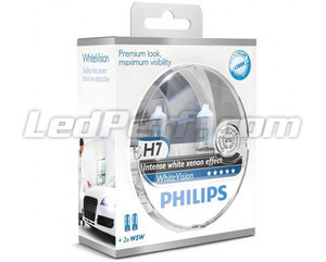 Pack of 2 Philips WhiteVision H7 bulbs + 2 W5W WhiteVision