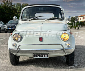 Before and after comparison on a classic car of the H18 Osram LEDriving® HL Vintage LED Bulbs - 64210DWVNT-2MB