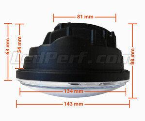 Black Full LED Motorcycle Optics for Round Headlight 5.75 Inch - Type 1 Dimensions
