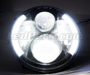 Black Full LED Motorcycle Optics for Round Headlight 7 Inch - Type 4 Pure White lighting