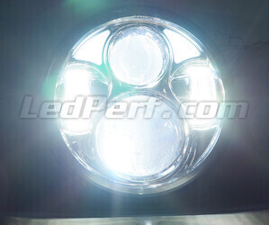 Chrome Full LED Motorcycle Optics for Round Headlight 5.75 Inch - Type 3 Pure White lighting