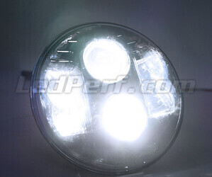 Chrome Full LED Motorcycle Optics for Round Headlight 7 Inch - Type 1 Pure White lighting