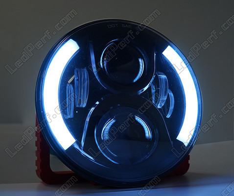 Black Full LED Motorcycle Optics for Round Headlight 7 Inch - Type 4 Daytime running lights