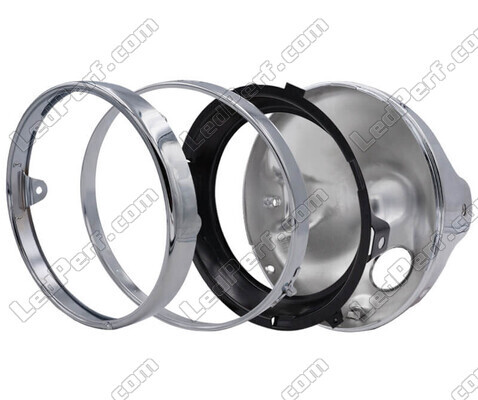 Round and chrome motorcycle housing headlight for 7 inch full LED optics