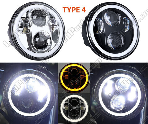 Type 4 LED headlight for Yamaha XV 125 Virago - Round motorcycle optics approved