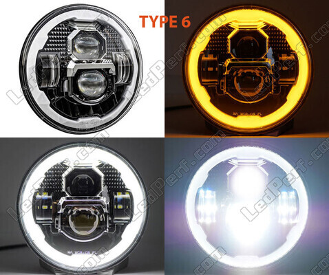 Type 6 LED headlight for Harley-Davidson Street Glide 1745 - Round motorcycle optics approved