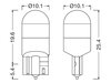 Dimensions of approved Osram Night Breaker W5W LED bulbs