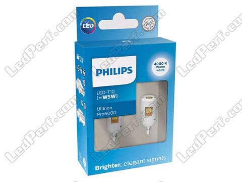 Pair of Philips W5W Ultinon PRO6000 LED bulbs - 12V - 4000K White - 11961WU60X2