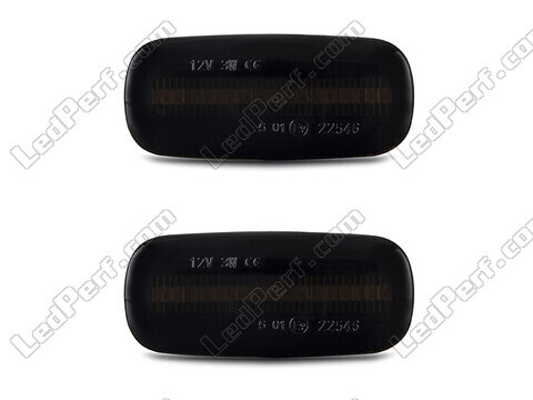 Front view of the dynamic LED side indicators for Audi A2 - Smoked Black Color