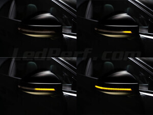 Different stages of the scrolling light of Osram LEDriving® dynamic turn signals for Audi A3 8V side mirrors
