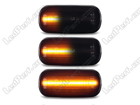 Lighting of the black dynamic LED side indicators for Audi A4 B6