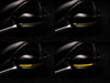 Different stages of the scrolling light of Osram LEDriving® dynamic turn signals for Audi A4 B9 side mirrors