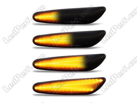 Lighting of the black dynamic LED side indicators for BMW Serie 3 (E90 E91)