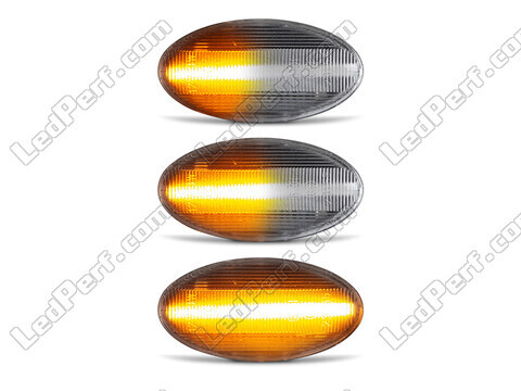 Lighting of the transparent sequential LED turn signals for Citroen C3 I