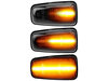 Lighting of the black dynamic LED side indicators for Citroen Saxo