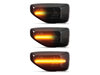 Lighting of the black dynamic LED side indicators for Dacia Logan 2