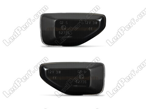 Front view of the dynamic LED side indicators for Dacia Logan 2 - Smoked Black Color