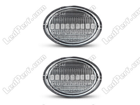 Front view of the sequential LED turn signals for Fiat 500 - Transparent Color