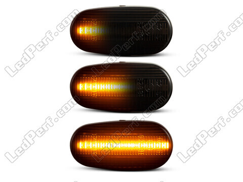 Lighting of the black dynamic LED side indicators for Fiat Bravo 2