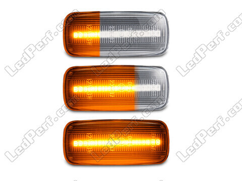 Lighting of the transparent sequential LED turn signals for Jeep Grand Cherokee III (wk)