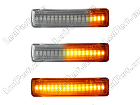 Lighting of the transparent sequential LED turn signals for Land Rover Discovery III
