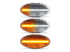 Lighting of the transparent sequential LED turn signals for Mazda 2 phase 2