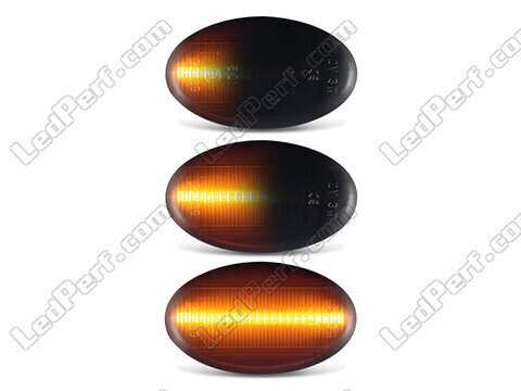 Lighting of the black dynamic LED side indicators for Mercedes A-Class (W168)