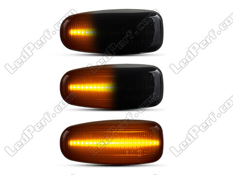 Lighting of the black dynamic LED side indicators for Mercedes E-Class (W210) 1999 - 2002