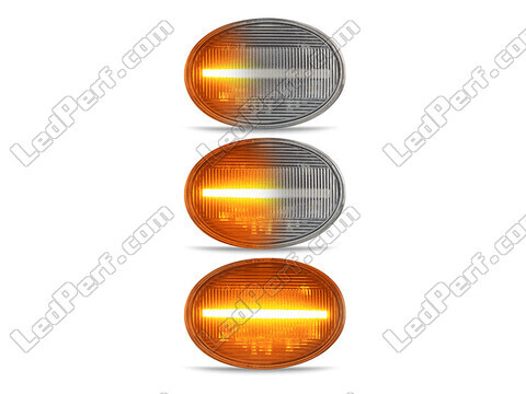 Lighting of the transparent sequential LED turn signals for Mini Coupé (R58)