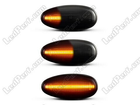 Lighting of the black dynamic LED side indicators for Mitsubishi Lancer Evolution 5