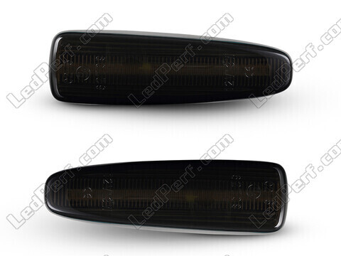Front view of the dynamic LED side indicators for Mitsubishi Lancer X - Smoked Black Color