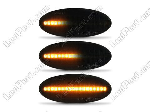 Lighting of the black dynamic LED side indicators for Nissan Leaf