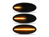 Lighting of the black dynamic LED side indicators for Nissan Qashqai I (2010 - 2013)
