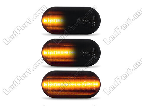 Lighting of the black dynamic LED side indicators for Nissan Qashqai I (2007 - 2010)