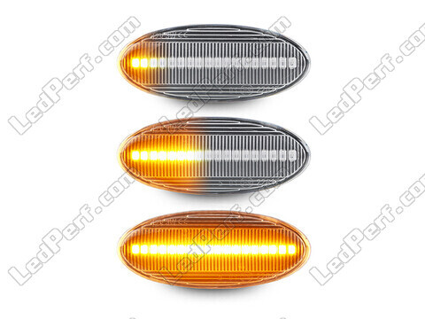 Lighting of the transparent sequential LED turn signals for Nissan Qashqai I (2010 - 2013)