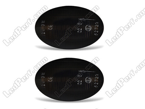 Front view of the dynamic LED side indicators for Opel Astra F - Smoked Black Color