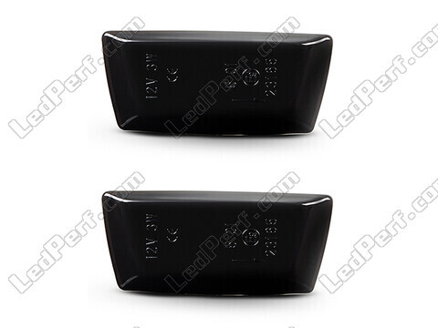 Front view of the dynamic LED side indicators for Opel Corsa D - Smoked Black Color