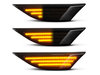 Lighting of the black dynamic LED side indicators for Porsche Cayman (981)