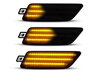 Lighting of the black dynamic LED side indicators for Porsche Macan