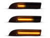 Lighting of the black dynamic LED side indicators for Porsche Panamera
