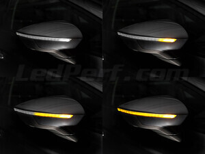 Different stages of the scrolling light of Osram LEDriving® dynamic turn signals for Seat Arona side mirrors