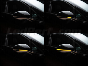 Different stages of the scrolling light of Osram LEDriving® dynamic turn signals for Volkswagen Passat B8 side mirrors