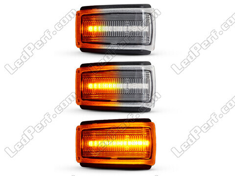 Lighting of the transparent sequential LED turn signals for Volvo C70