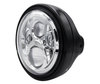 Example of round black headlight with chrome LED optic for Kawasaki Vulcan 900 Custom