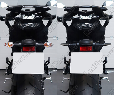Comparative before and after installation Dynamic LED turn signals + brake lights for Yamaha YFM 700 R Raptor (2013 - 2023)